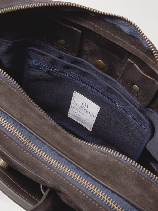 Zeppo Duo Full-Grain Leather-Trimmed Suede Briefcase - E1 Zeppo Duo Full-Grain Leather-Trimmed Suede Briefcase - E1