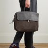 Zeppo Duo Full-Grain Leather-Trimmed Suede Briefcase - OU Zeppo Duo Full-Grain Leather-Trimmed Suede Briefcase - OU
