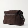 Fisherman's Musette Leather-Trimmed Suede Messenger Bag - BK Fisherman's Musette Leather-Trimmed Suede Messenger Bag - BK