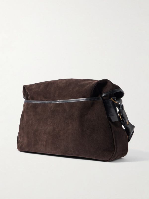 Fisherman's Musette Leather-Trimmed Suede Messenger Bag - BK Fisherman's Musette Leather-Trimmed Suede Messenger Bag - BK