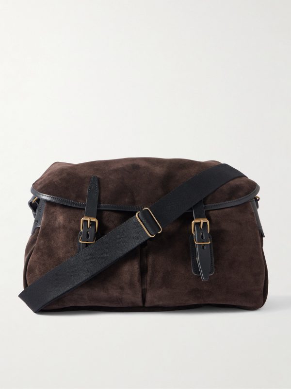 Fisherman's Musette Leather-Trimmed Suede Messenger Bag Fisherman's Musette Leather-Trimmed Suede Messenger Bag