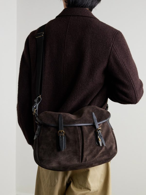 Fisherman's Musette Leather-Trimmed Suede Messenger Bag - OU Fisherman's Musette Leather-Trimmed Suede Messenger Bag - OU