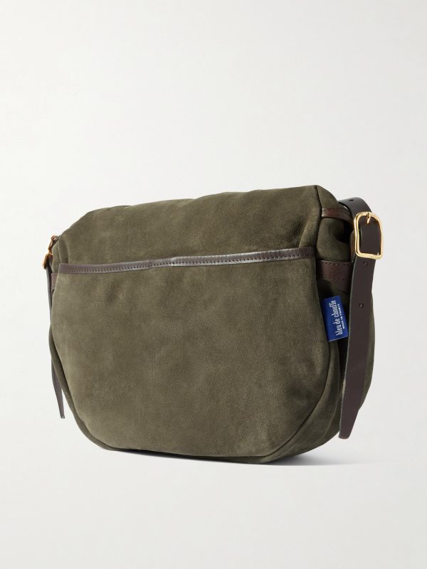Margot Leather-Trimmed Suede Messenger Bag - BK Margot Leather-Trimmed Suede Messenger Bag - BK