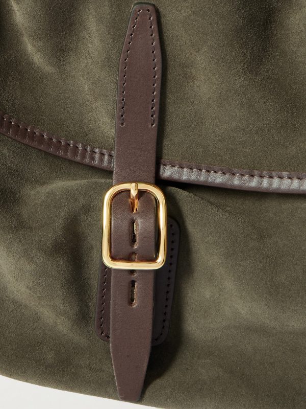 Margot Leather-Trimmed Suede Messenger Bag - CU Margot Leather-Trimmed Suede Messenger Bag - CU