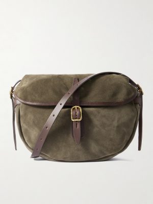 Margot Leather-Trimmed Suede Messenger Bag