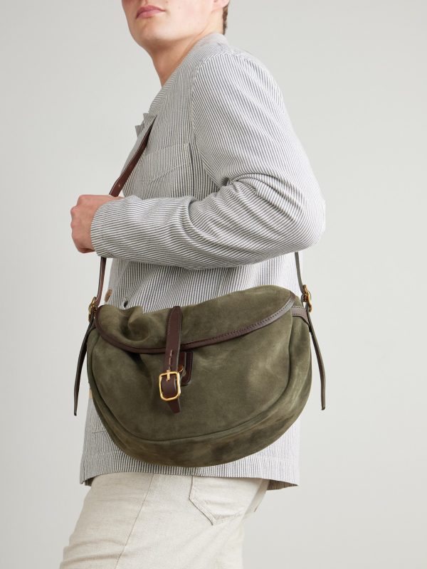 Margot Leather-Trimmed Suede Messenger Bag - OU Margot Leather-Trimmed Suede Messenger Bag - OU