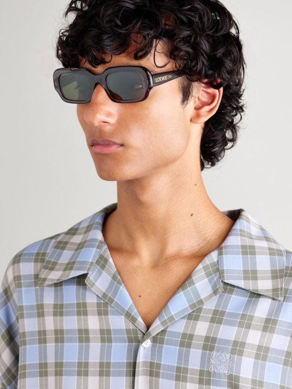 Rectangular-Frame Acetate Sunglasses - OU