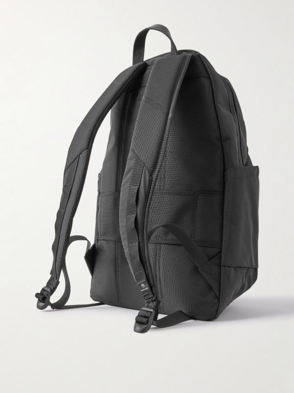 Scramble Leather-Trimmed Nylon Oxford, Twill and Shell Backpack - BK