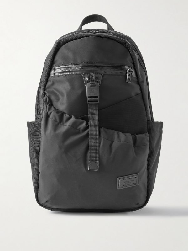 Scramble Leather-Trimmed Nylon Oxford, Twill and Shell Backpack