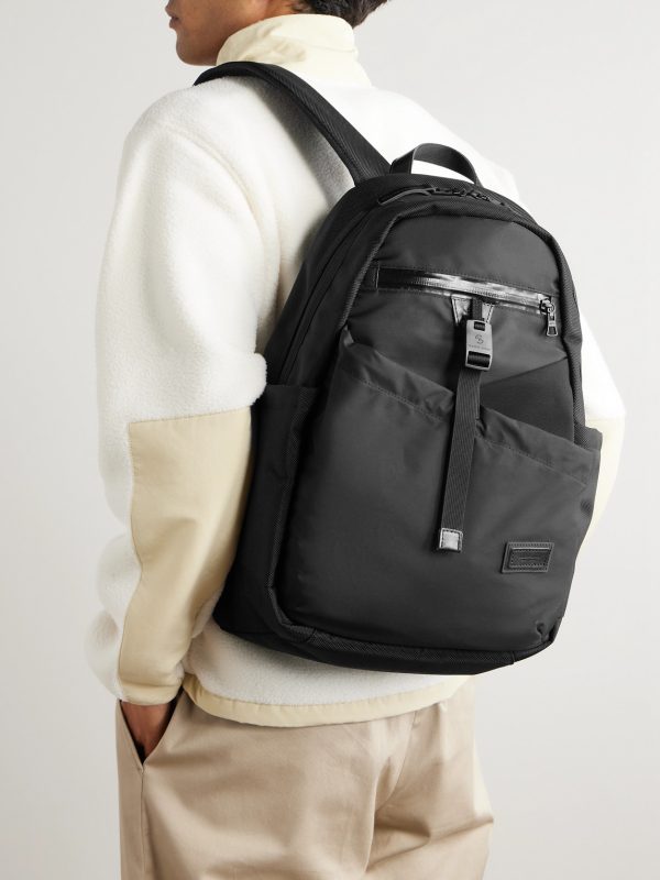 Scramble Leather-Trimmed Nylon Oxford, Twill and Shell Backpack - OU