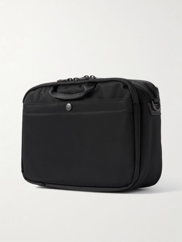 Progress Leather-Trimmed Coated Nylon-Twill Messenger Bag - BK Progress Leather-Trimmed Coated Nylon-Twill Messenger Bag - BK