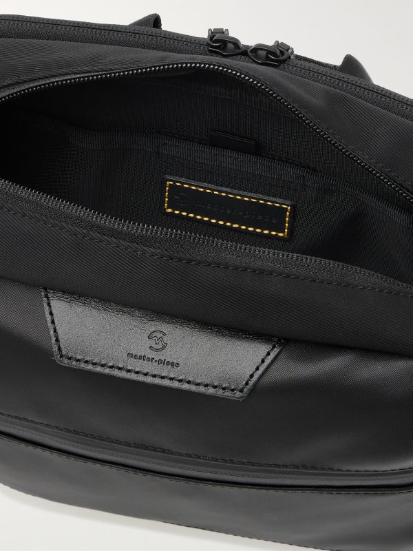 Progress Leather-Trimmed Coated Nylon-Twill Messenger Bag - E1 Progress Leather-Trimmed Coated Nylon-Twill Messenger Bag - E1