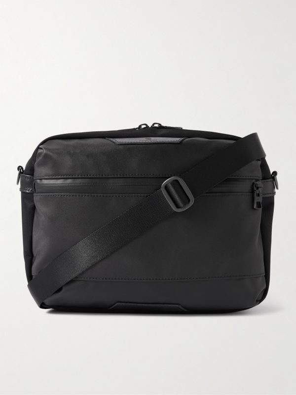 Progress Leather-Trimmed Coated Nylon-Twill Messenger Bag Progress Leather-Trimmed Coated Nylon-Twill Messenger Bag