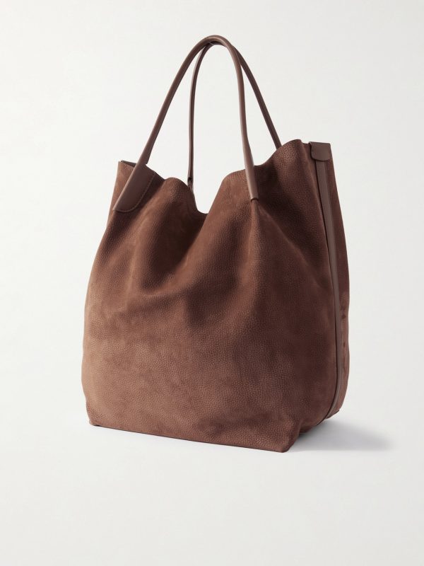 Bale Extra-Large Leather-Trimmed Full-Grain Nubuck Tote Bag - BK