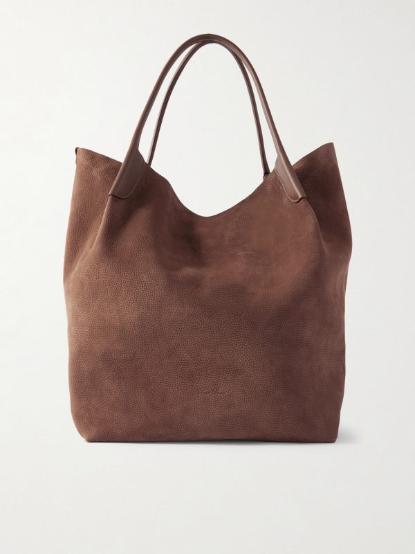 Bale Extra-Large Leather-Trimmed Full-Grain Nubuck Tote Bag