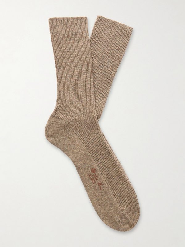 Ribbed Cashmere-Blend Socks