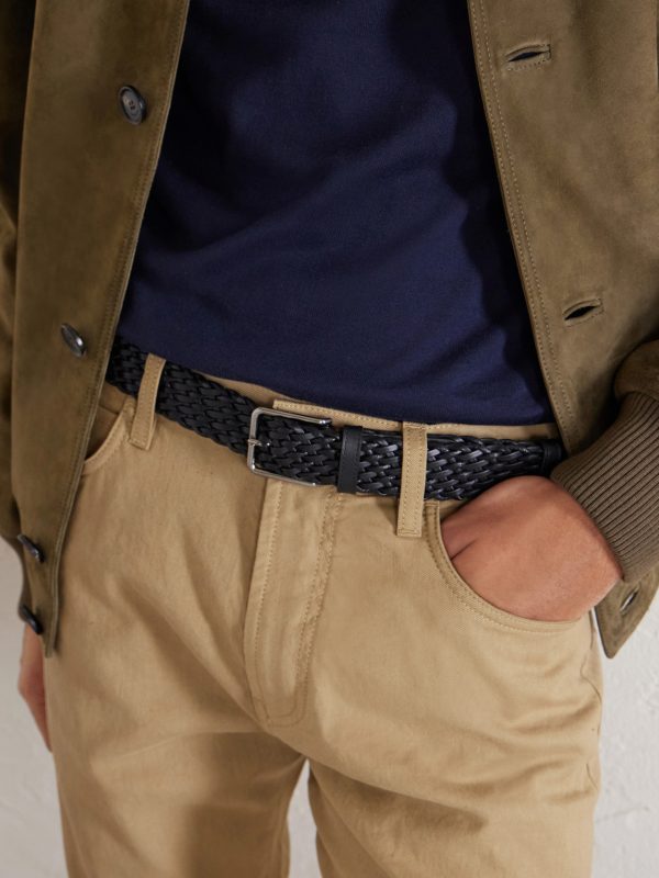 3cm Braided Leather and Cord Belt - FR