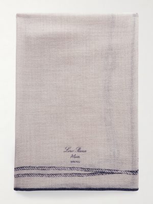 Embroidered Cashmere and Silk-Blend Voile Scarf