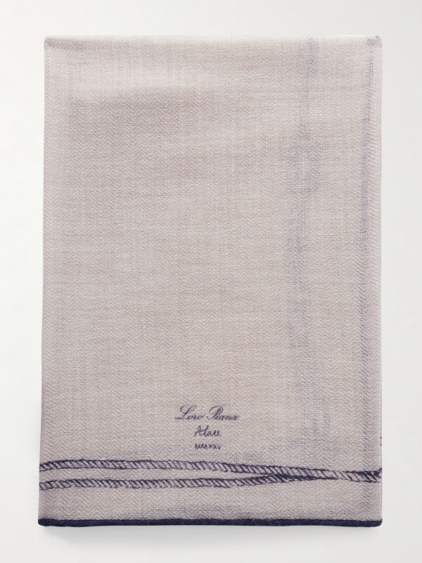 Embroidered Cashmere and Silk-Blend Voile Scarf