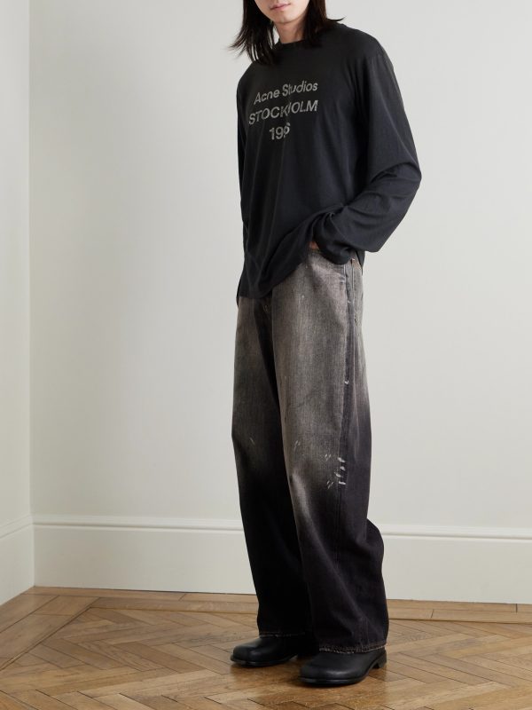 2023 Paint-Splattered Distressed Wide-Leg Jeans - OU 2023 Paint-Splattered Distressed Wide-Leg Jeans - OU