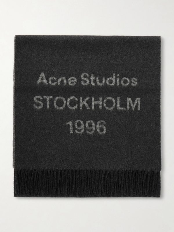 Venus 1996 Logo-Jacquard Fringed Wool Scarf Venus 1996 Logo-Jacquard Fringed Wool Scarf