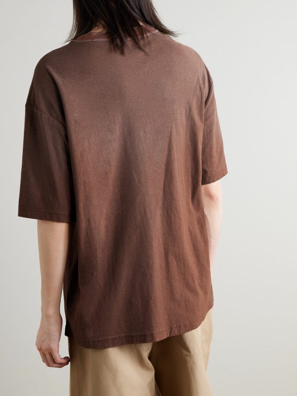 Exford U Oversized Logo-Print Distressed Cotton-Jersey T-Shirt - BK Exford U Oversized Logo-Print Distressed Cotton-Jersey T-Shirt - BK