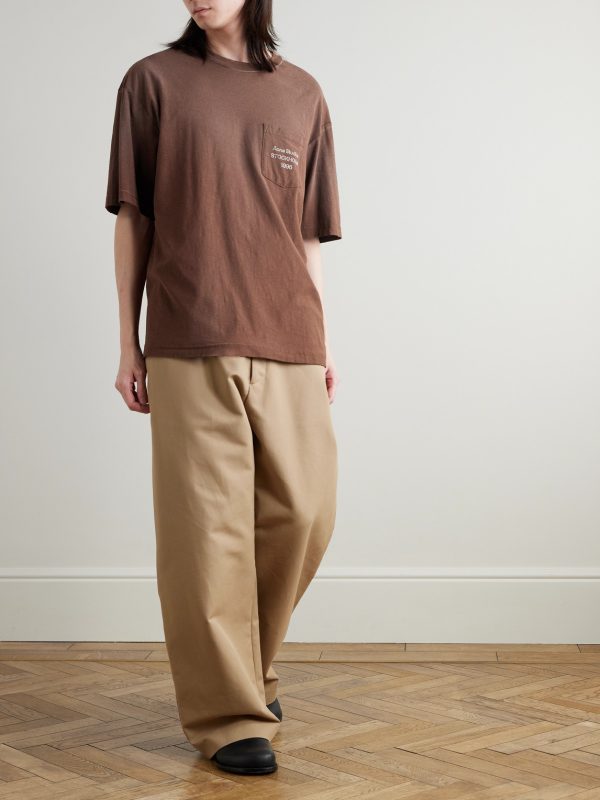 Exford U Oversized Logo-Print Distressed Cotton-Jersey T-Shirt - OU Exford U Oversized Logo-Print Distressed Cotton-Jersey T-Shirt - OU