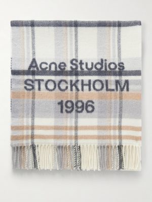 1996 Fringed Checked Wool Scarf 1996 Fringed Checked Wool Scarf