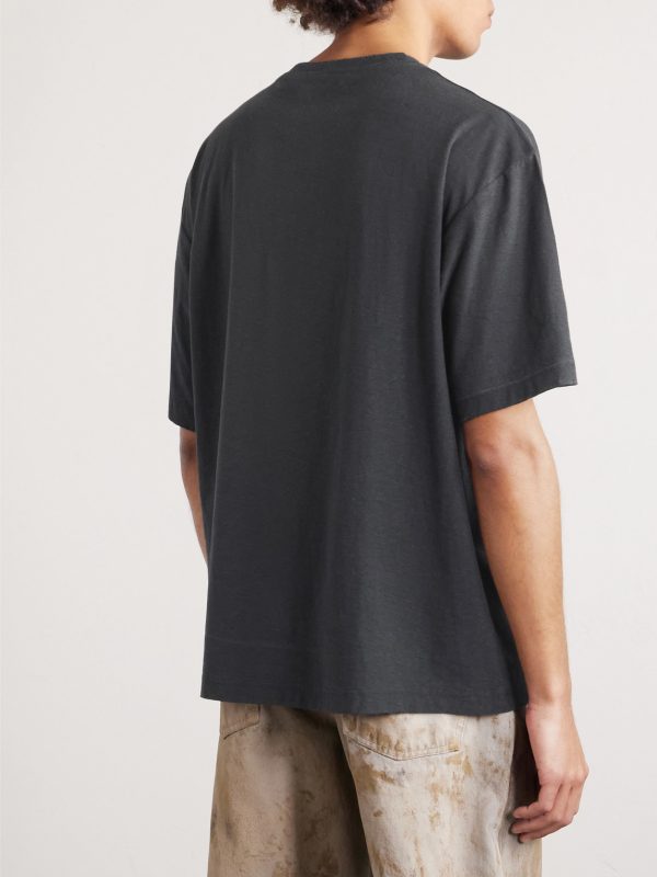 Exford U Oversized Logo-Print Distressed Cotton-Jersey T-Shirt - BK Exford U Oversized Logo-Print Distressed Cotton-Jersey T-Shirt - BK