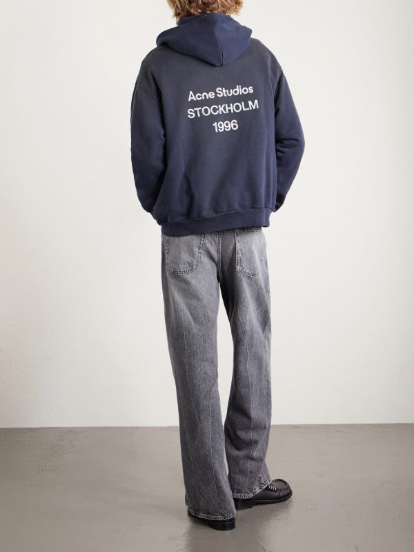 Franziska Garment-Dyed Distressed Logo-Print Cotton-Blend Jersey Hoodie - BK Franziska Garment-Dyed Distressed Logo-Print Cotton-Blend Jersey Hoodie - BK