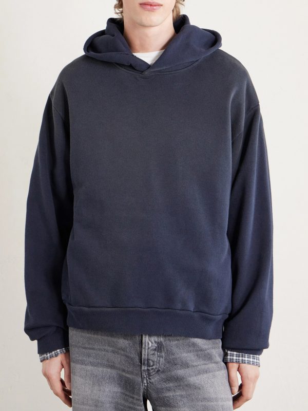 Franziska Garment-Dyed Distressed Logo-Print Cotton-Blend Jersey Hoodie - FR Franziska Garment-Dyed Distressed Logo-Print Cotton-Blend Jersey Hoodie - FR