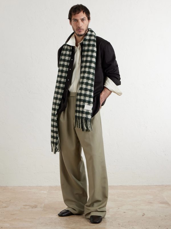 Fringed Logo-Appliquéd Leather-Trimmed Knitted Scarf - FR