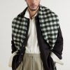 Fringed Logo-Appliquéd Leather-Trimmed Knitted Scarf - OU