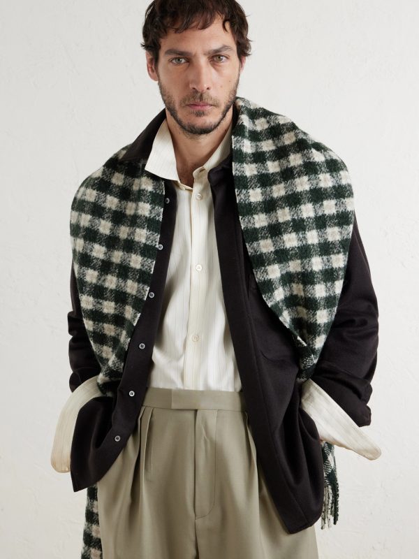 Fringed Logo-Appliquéd Leather-Trimmed Knitted Scarf - OU