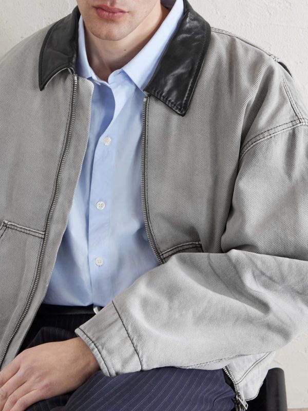 Cotton Leather-Trimmed Jacket - E1 Cotton Leather-Trimmed Jacket - E1