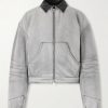 Cotton Leather-Trimmed Jacket Cotton Leather-Trimmed Jacket