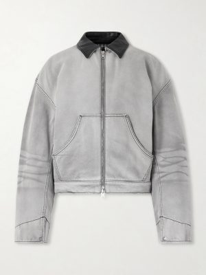 Cotton Leather-Trimmed Jacket