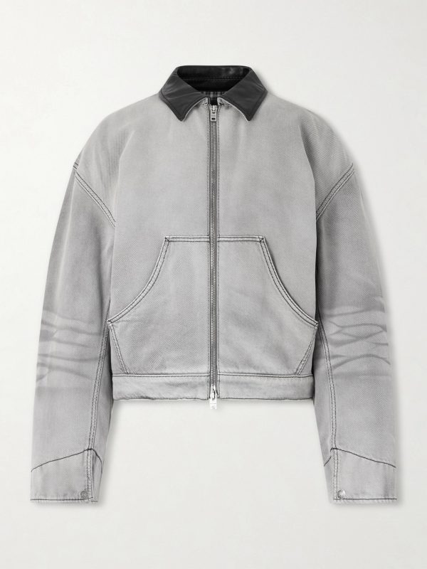 Cotton Leather-Trimmed Jacket Cotton Leather-Trimmed Jacket