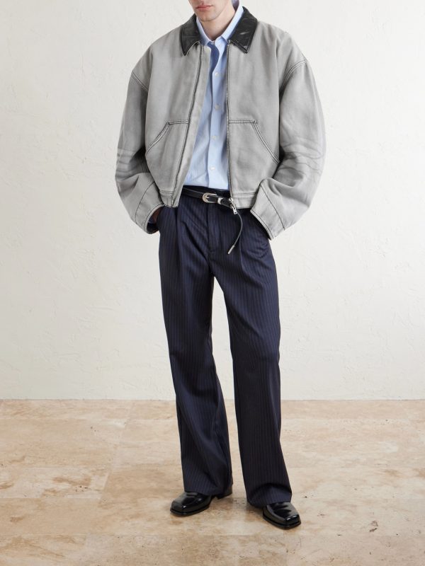 Cotton Leather-Trimmed Jacket - OU Cotton Leather-Trimmed Jacket - OU