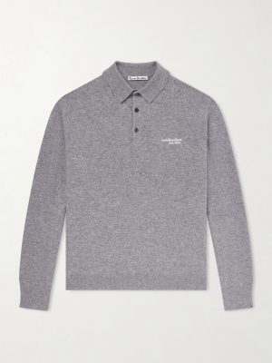 Oversized Logo-Embroidered Wool and Yak-Blend Polo Sweater