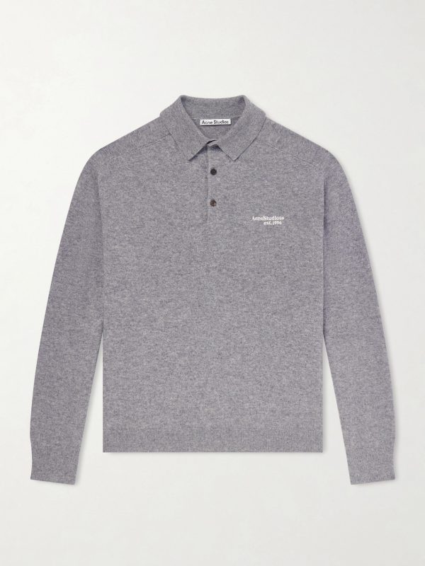 Oversized Logo-Embroidered Wool and Yak-Blend Polo Sweater Oversized Logo-Embroidered Wool and Yak-Blend Polo Sweater