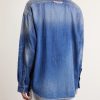 Setar Oversized Paint-Splattered Denim Shirt - BK Setar Oversized Paint-Splattered Denim Shirt - BK