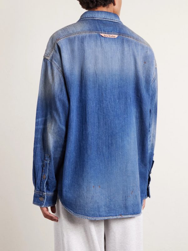 Setar Oversized Paint-Splattered Denim Shirt - BK Setar Oversized Paint-Splattered Denim Shirt - BK