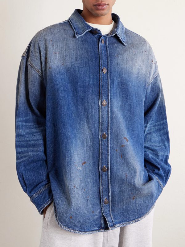 Setar Oversized Paint-Splattered Denim Shirt - FR Setar Oversized Paint-Splattered Denim Shirt - FR