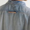 Paint-Splattered Distressed Denim Shirt - E1 Paint-Splattered Distressed Denim Shirt - E1