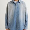 Paint-Splattered Distressed Denim Shirt - FR Paint-Splattered Distressed Denim Shirt - FR