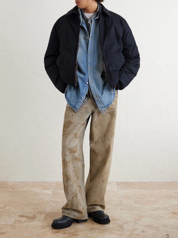 Paint-Splattered Distressed Denim Shirt - OU Paint-Splattered Distressed Denim Shirt - OU