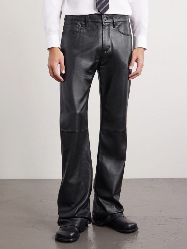 Flared Panelled Leather Trousers - FR Flared Panelled Leather Trousers - FR
