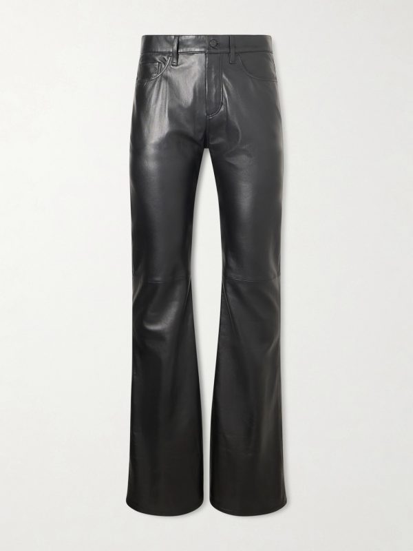 Flared Panelled Leather Trousers Flared Panelled Leather Trousers