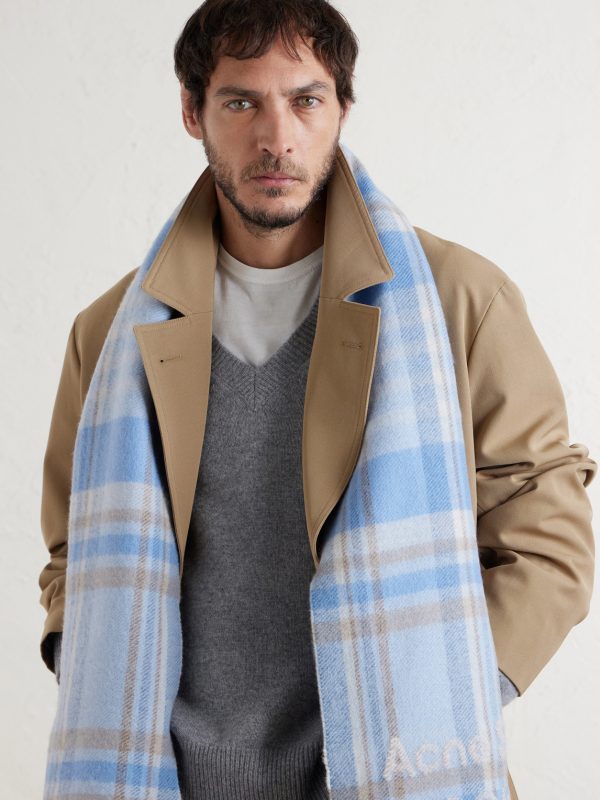 1996 Fringed Checked Wool-Blend Scarf - FR